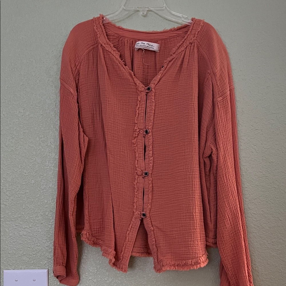 Free People Terracotta Button-Down Shirt